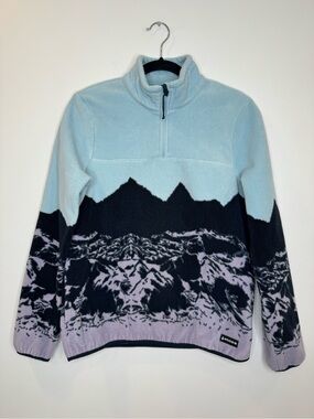 Woods Mountain Graphic Fleece Pullover  Blue Lavender Blackiston 1/4 Zip Top